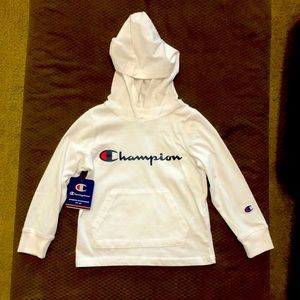 NWT Champions Boys White Shirt W/Hood Size 4